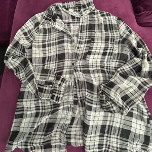 Old Navy Sheer Plaid Button Up